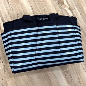 PartyLite Striped Utility Tote Bag - Blue & Navy